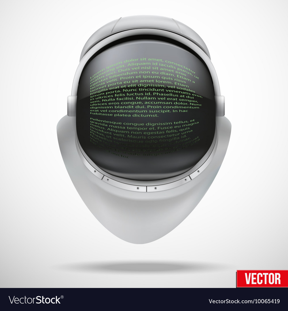 Astronaut helmet with digital text on reflection