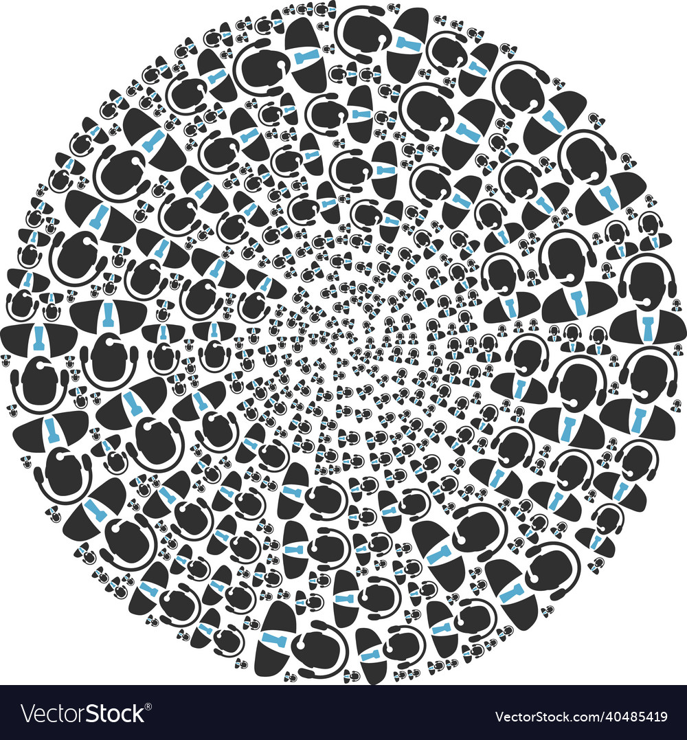 Call center operator icon rotated spheric cluster vector image Call center operator icon rotated spheric cluster