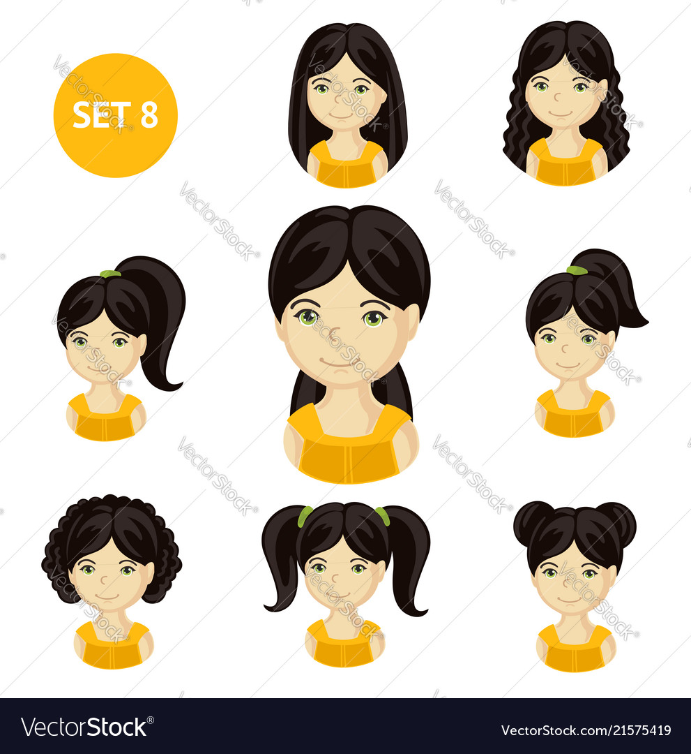 Cute Little Girls With Black Hair And Various Hair
