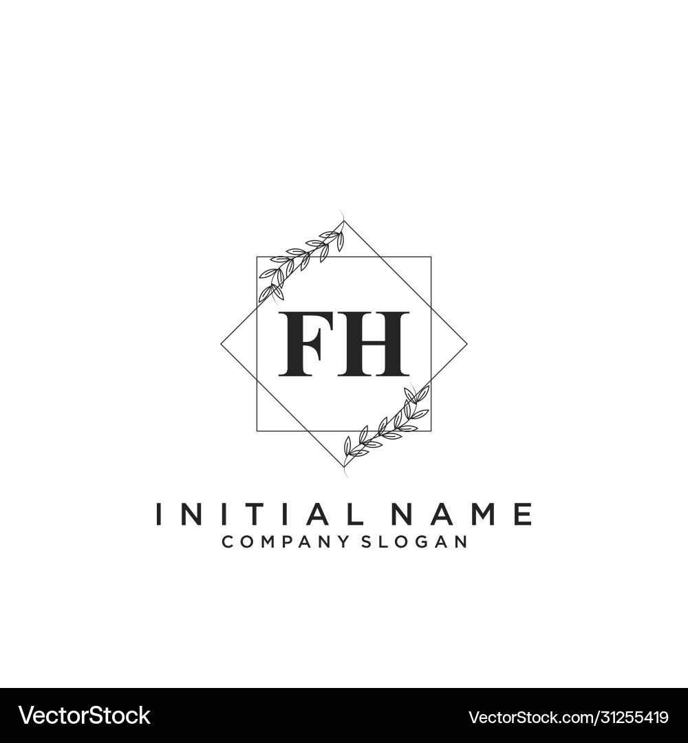 Fh initial handwriting logo design Royalty Free Vector Image