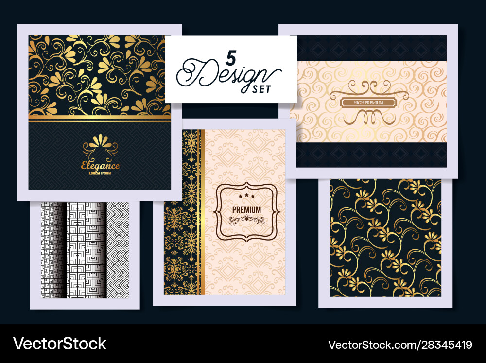 Five designs victorian elegance frames Royalty Free Vector