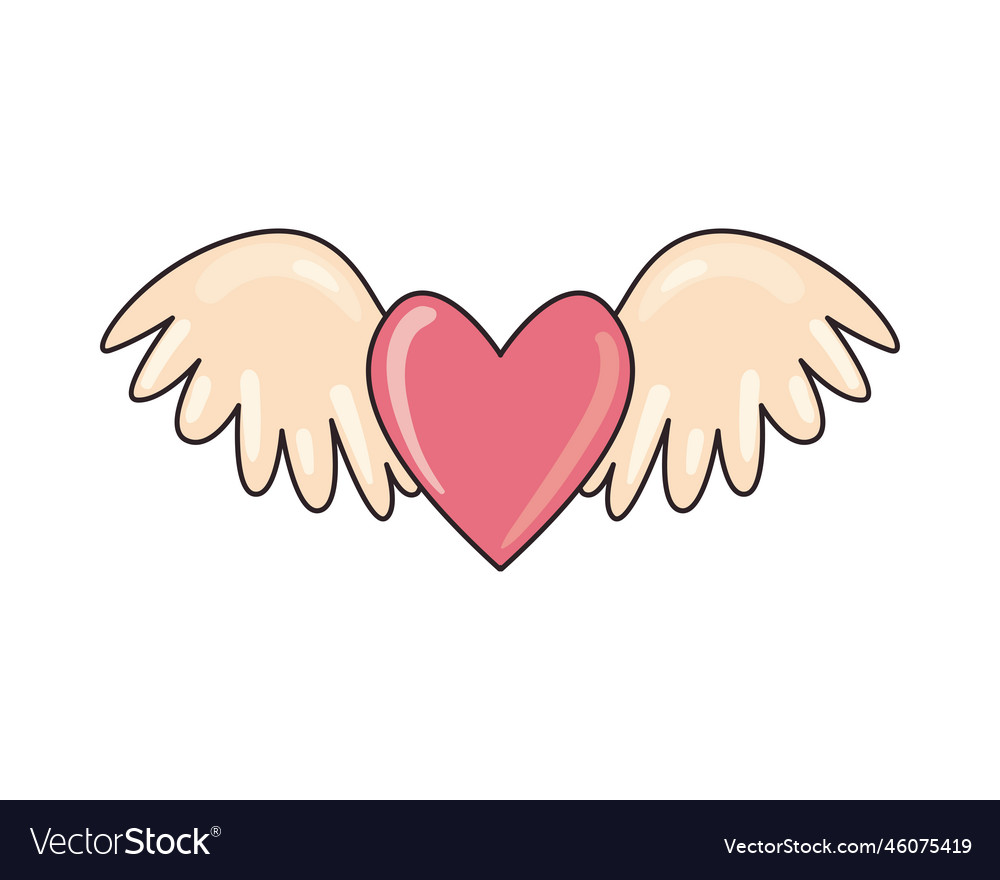 Flat heart with wings