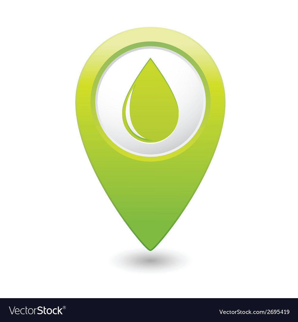 Green Map Pointer with Water Drop
