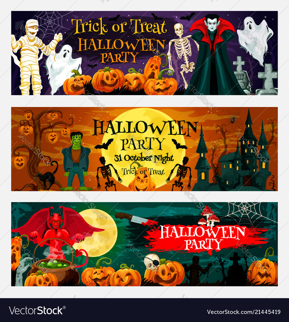 halloween party invitation banner with pumpkin halloween party invitations