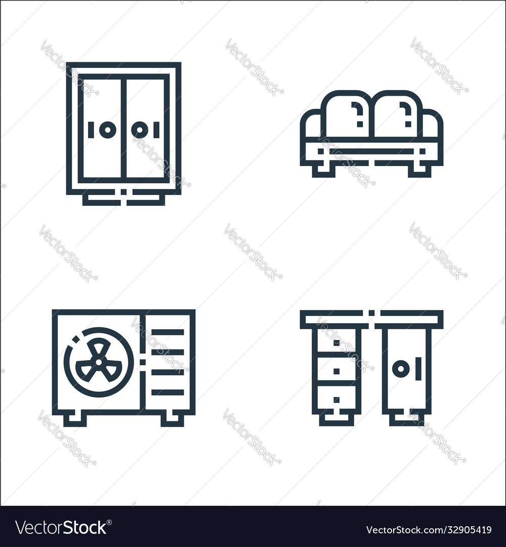 Inside home line icons linear set quality