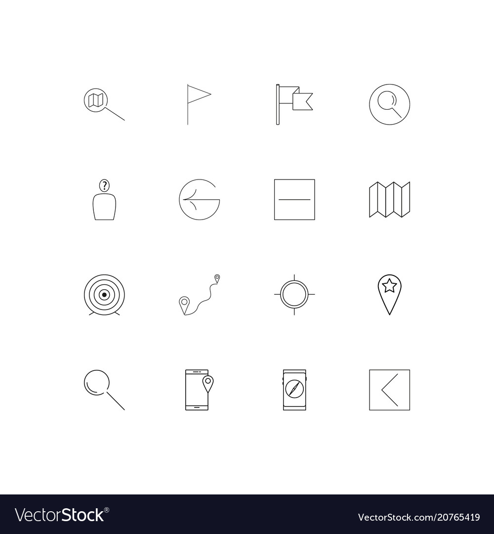 Maps and navigation linear thin icons set