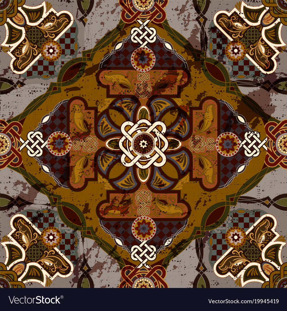 Ornamental tile pattern colorful square