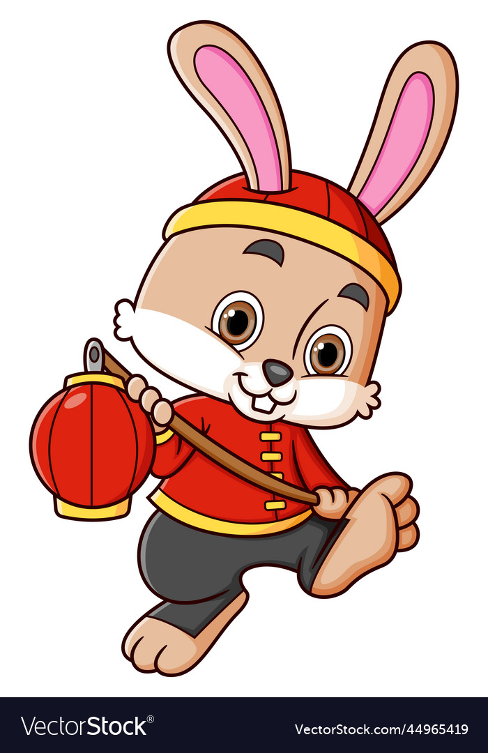 Rabbit wearing chinese traditional dress Vector Image