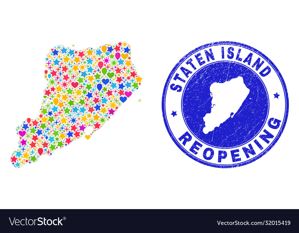 Reopening staten island map collage and grunge