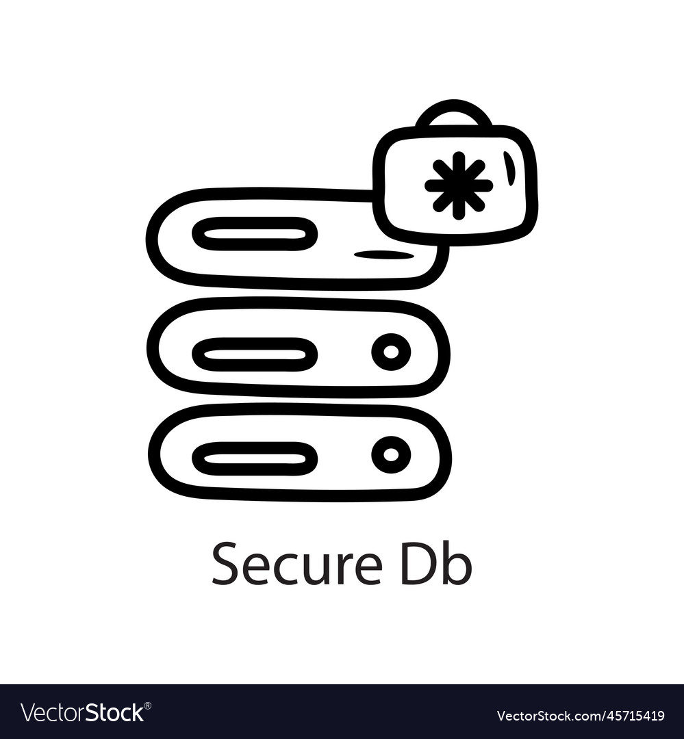 Secure db outline icon design data s