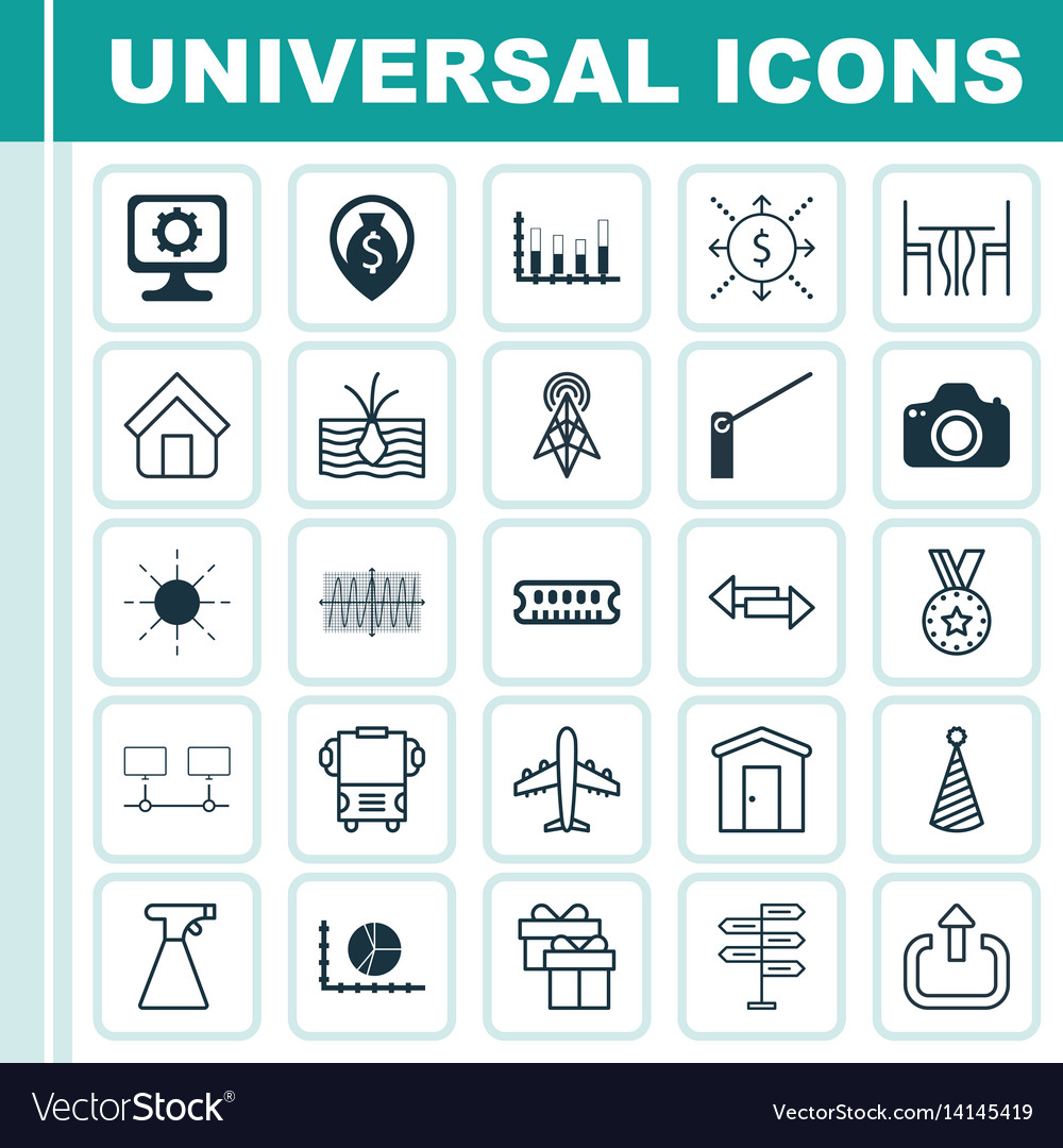 Set of 25 universal editable icons can be used