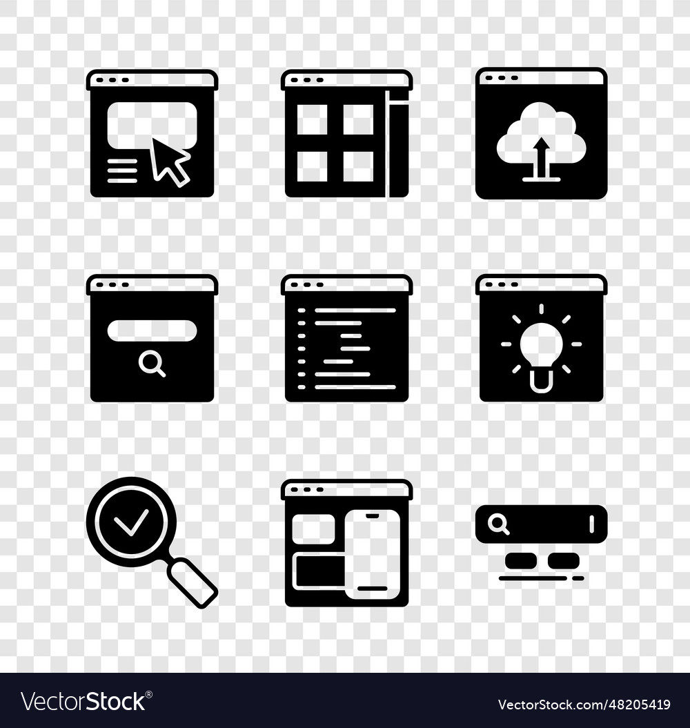 Set ui or ux design browser files cloud upload vector image Set ui or ux design browser files cloud upload
