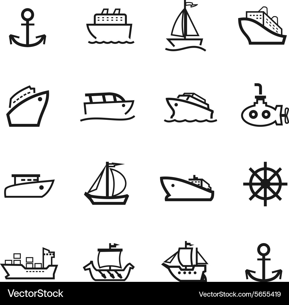 Ship Icon Set Royalty Free Vector Image - VectorStock