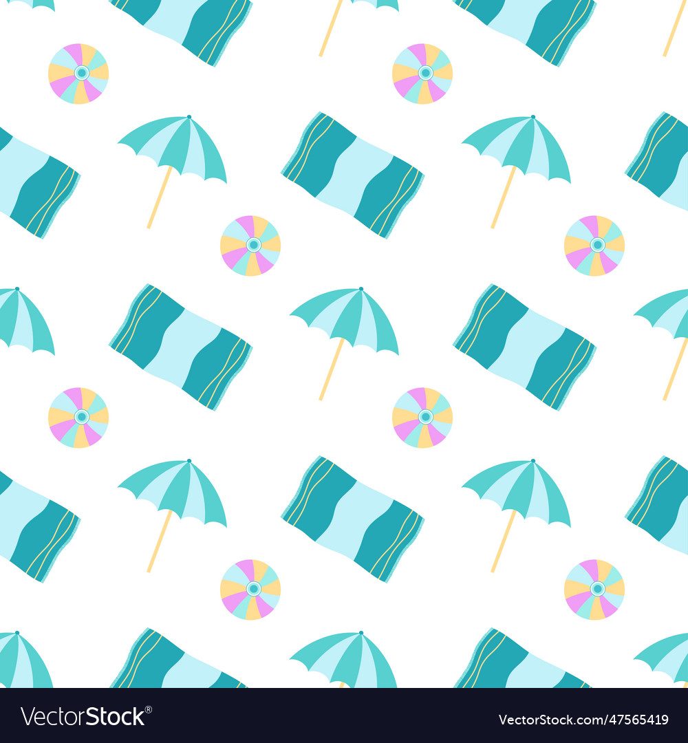 Summer beach seamless pattern with towel