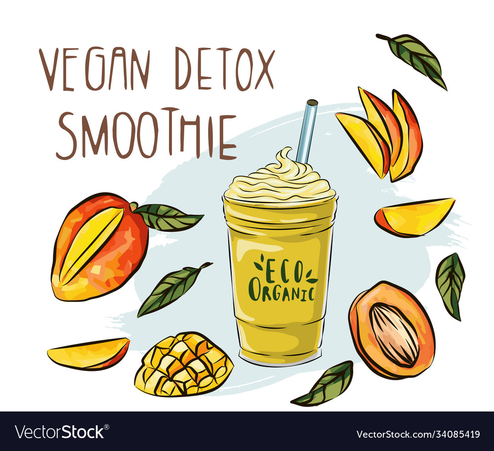 Vegan detox glattie handgemachte Rezept vector image Vegan detox glattie handgemachte Rezept