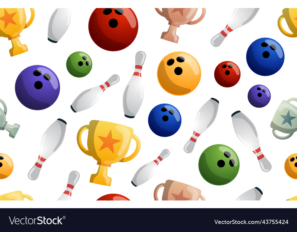 Bowling game seamless pattern ball crashing Vector Image