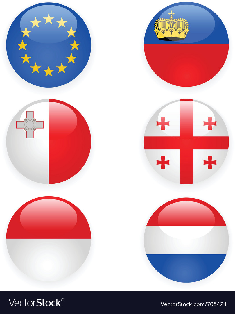 Europe Flags Button Set