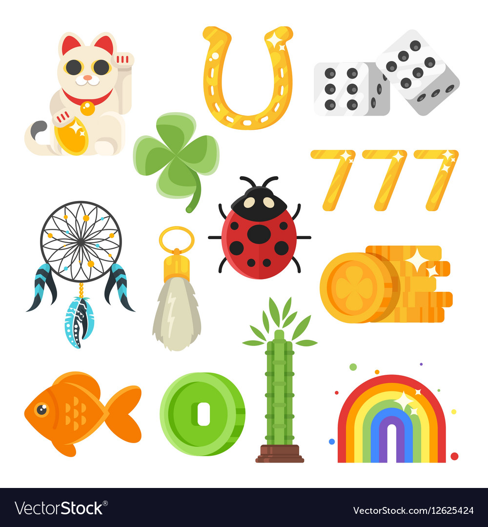 Flat style set of luck objects