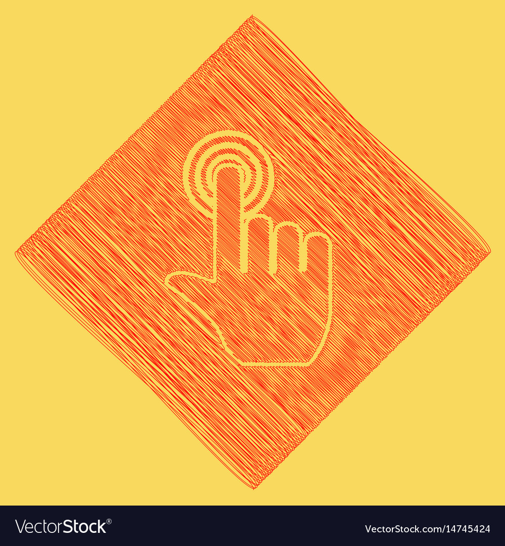 Hand click on button red scribble icon