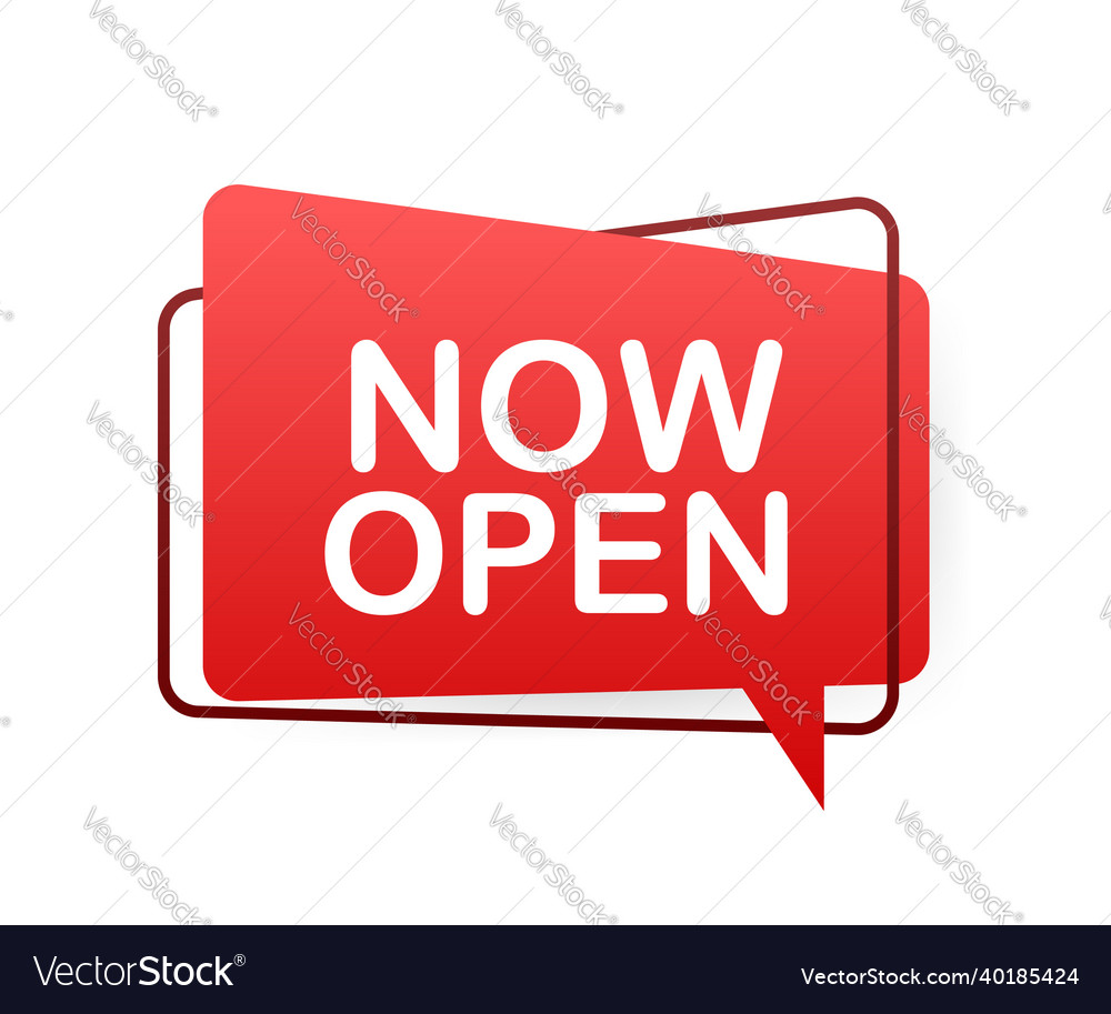 Megaphone with now open banner web
