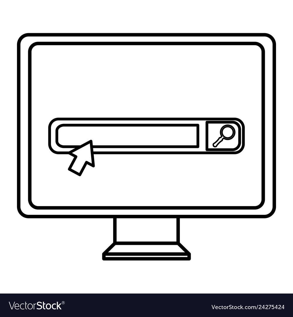 Monitor computer with search bar vector image Monitor computer with search bar