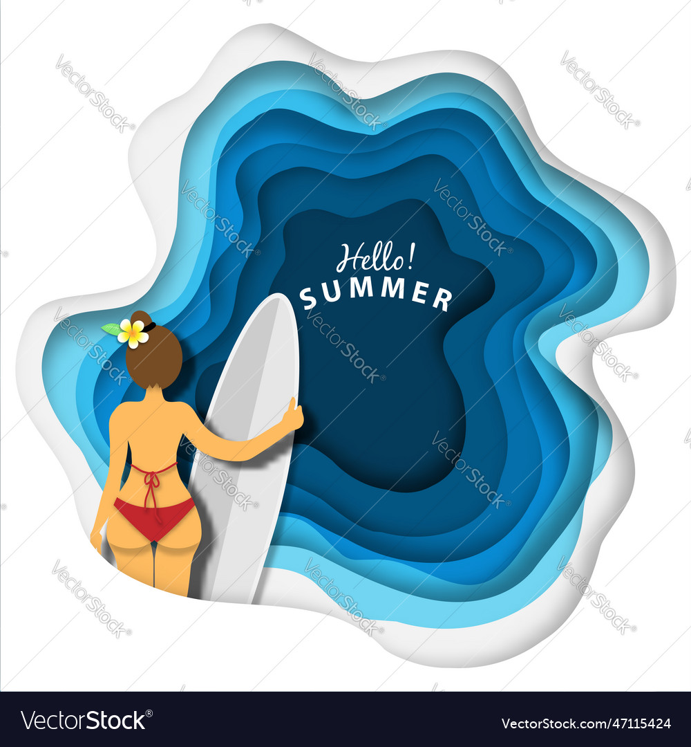 Paper art abstract summer background with sexy