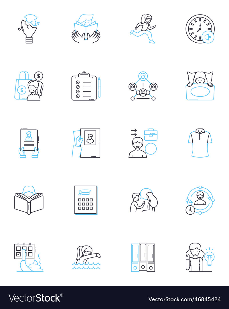 Paper products linear icons set statiry notebook vector image Paper products linear icons set statiry notebook