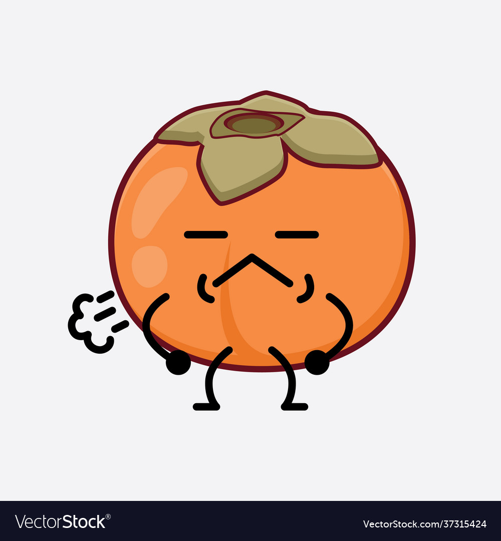 Persimmon fruit cute character with simple face