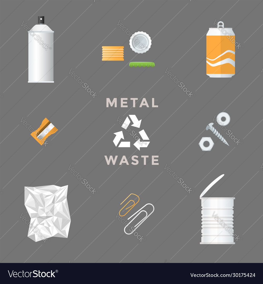 Recycle metal waste management set Royalty Free Vector Image