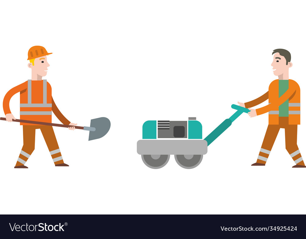 Road construction workers Royalty Free Vector Image