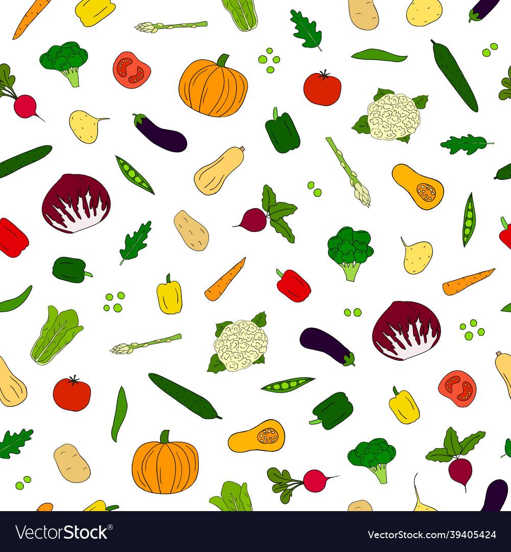 Seamless pattern with veggies vector image Seamless pattern with veggies