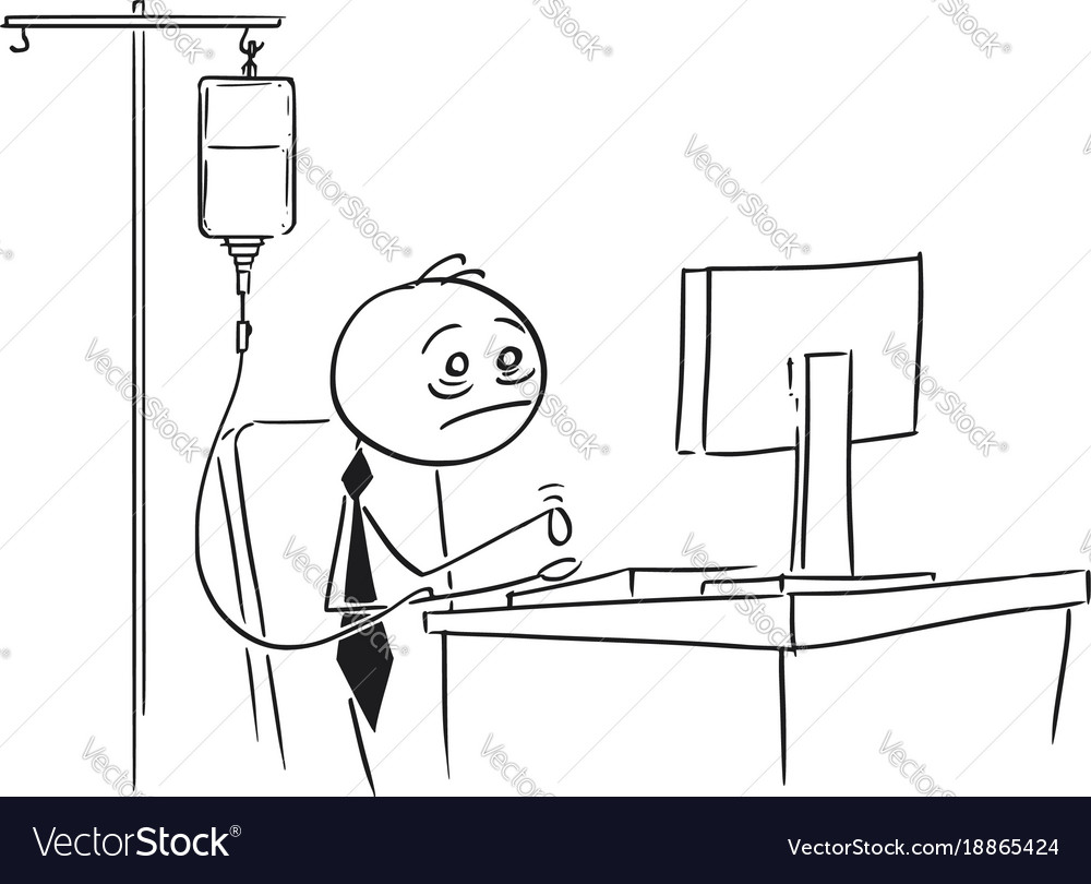 Tired overworked businessman working on computer
