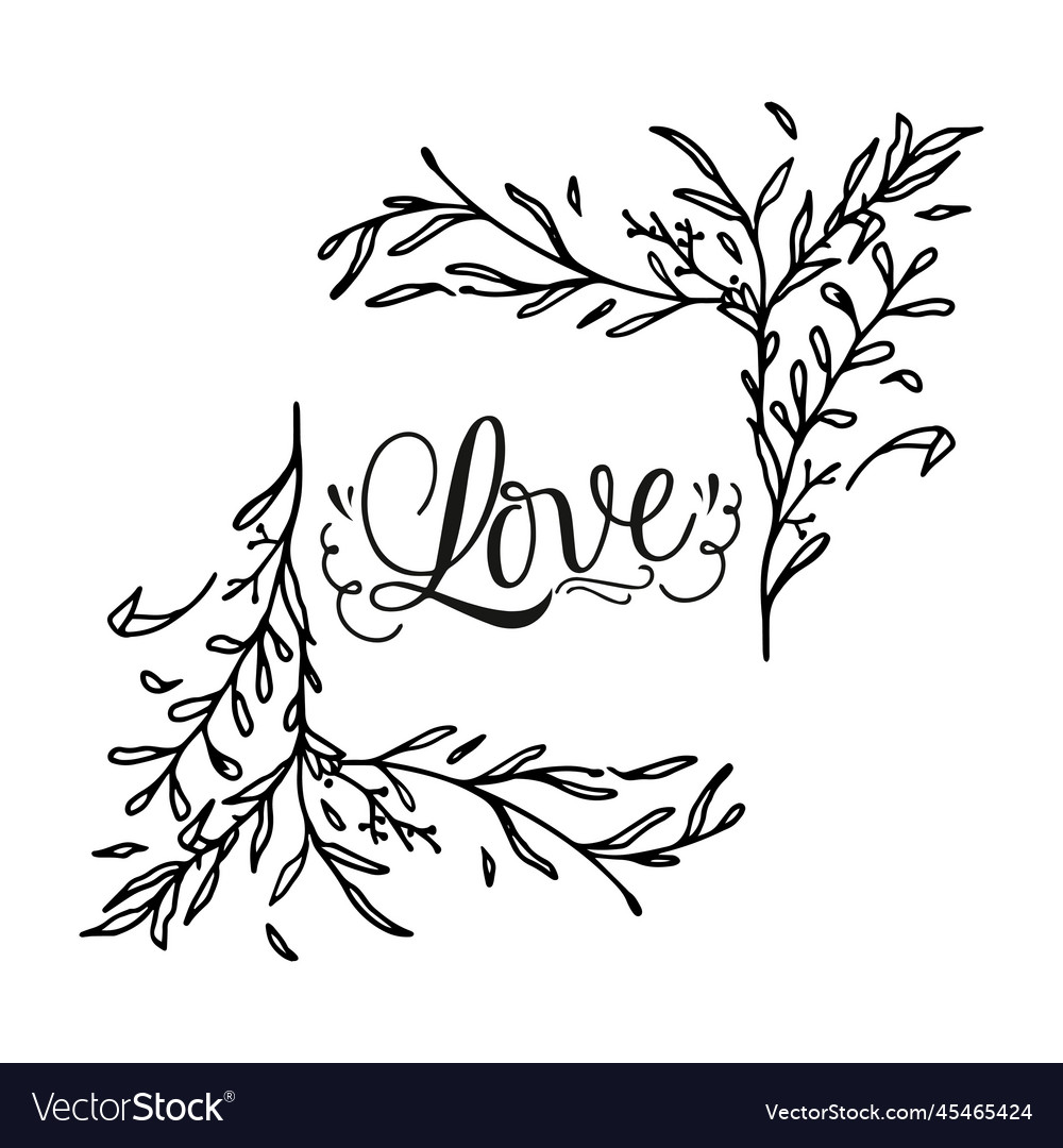 Wedding quote with floral frame Royalty Free Vector Image