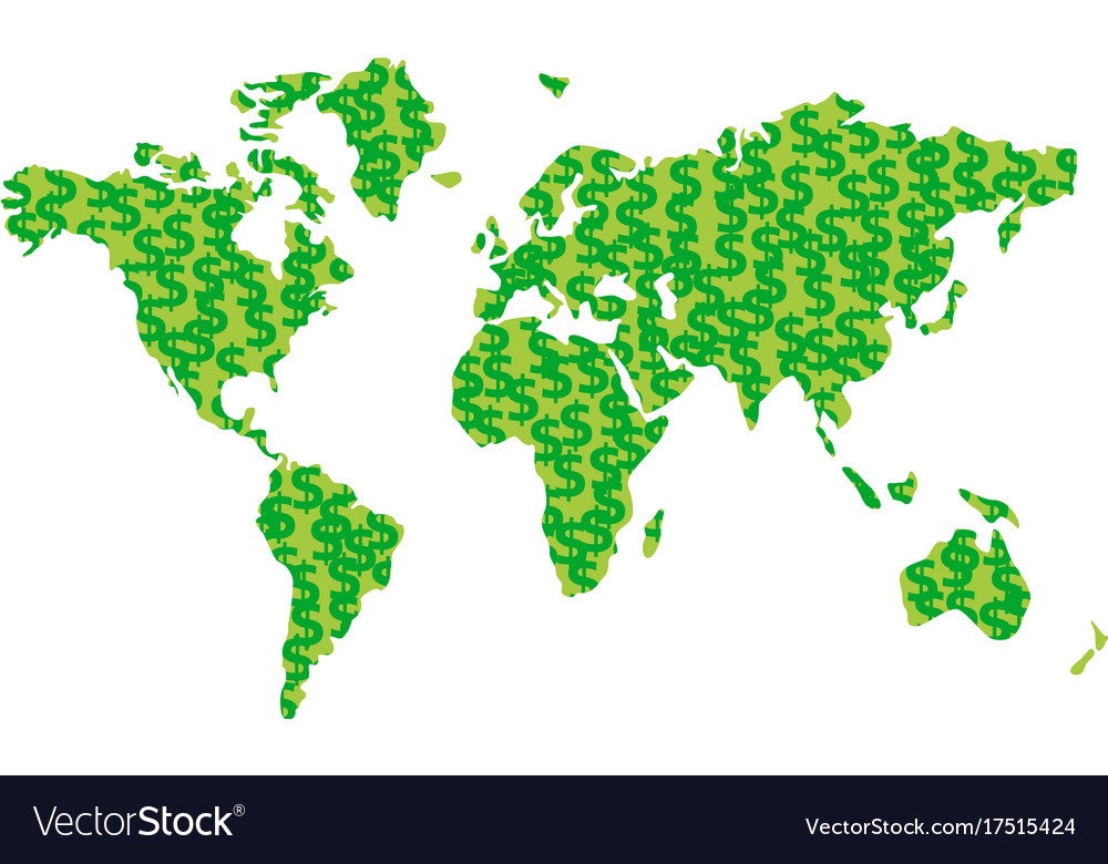 World Map Created From Coins With Dollar Signs Vector Image