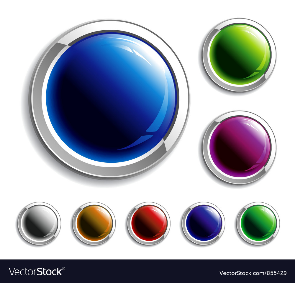 Colorful Glossy Buttons Set Royalty Free Vector Image