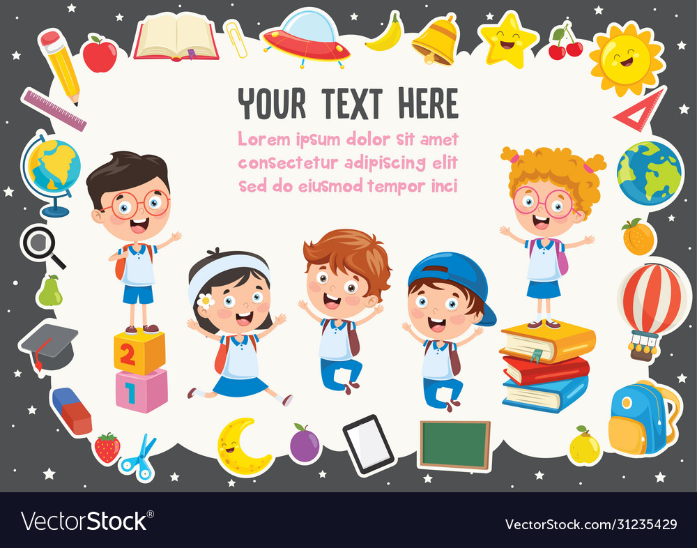 Colorful template with children Royalty Free Vector Image