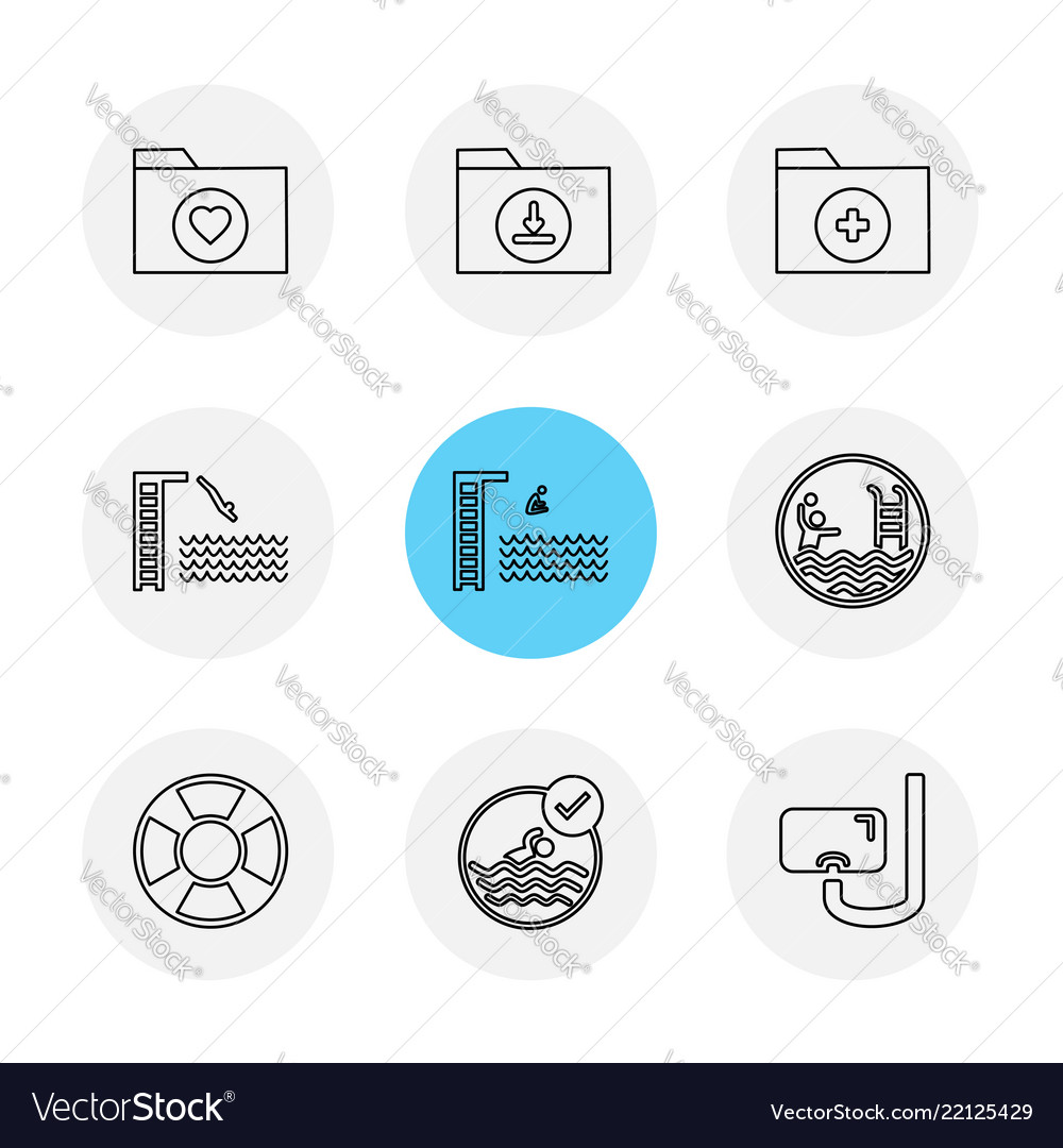 Files folders globe world stars eps icons set