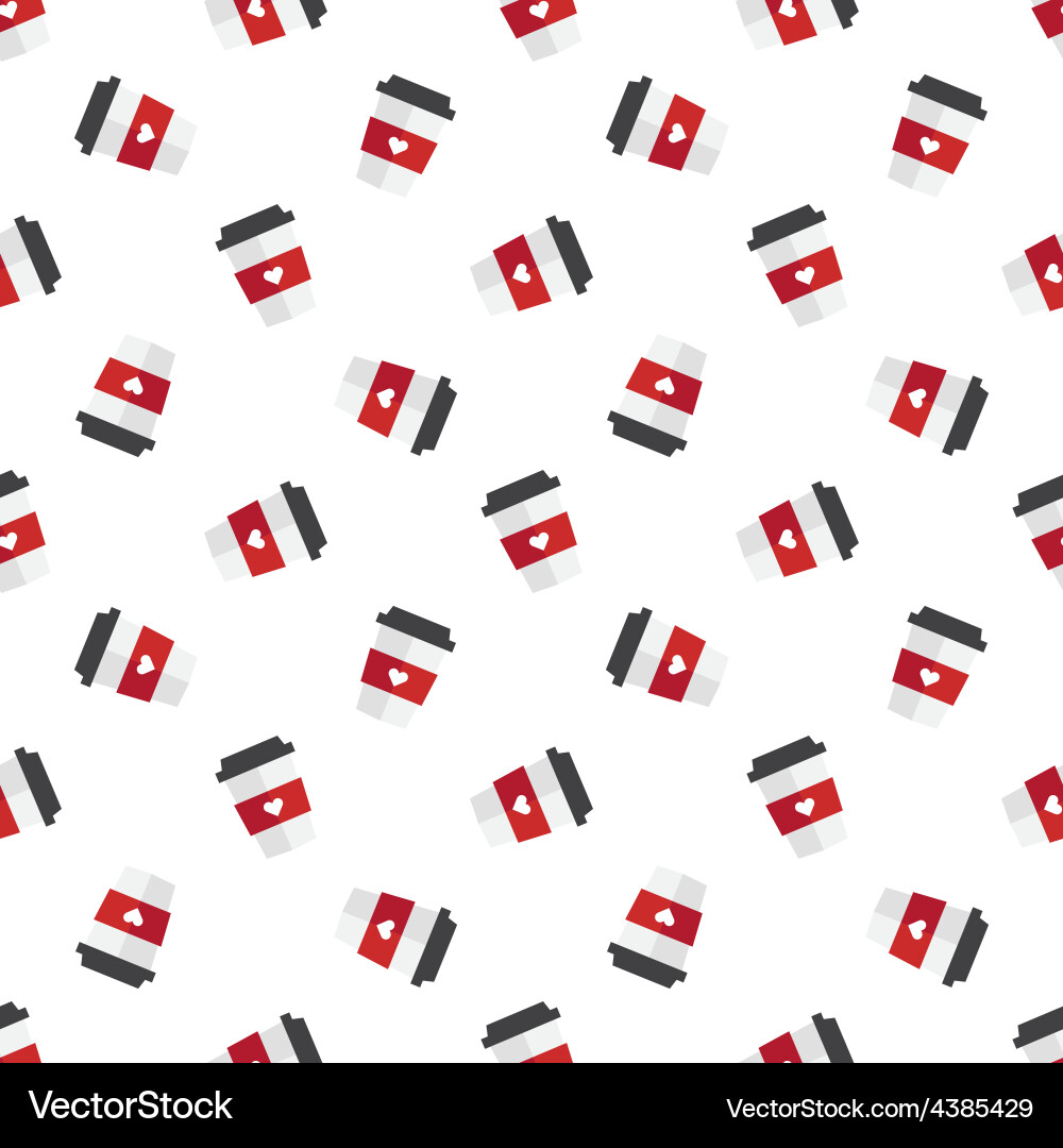Flat coffee cup seamless pattern Royalty Free Vector Image