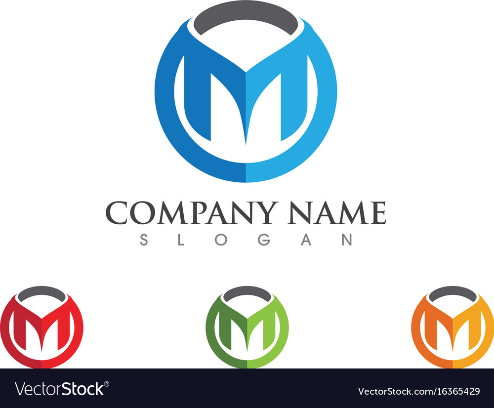 M letter logo template design