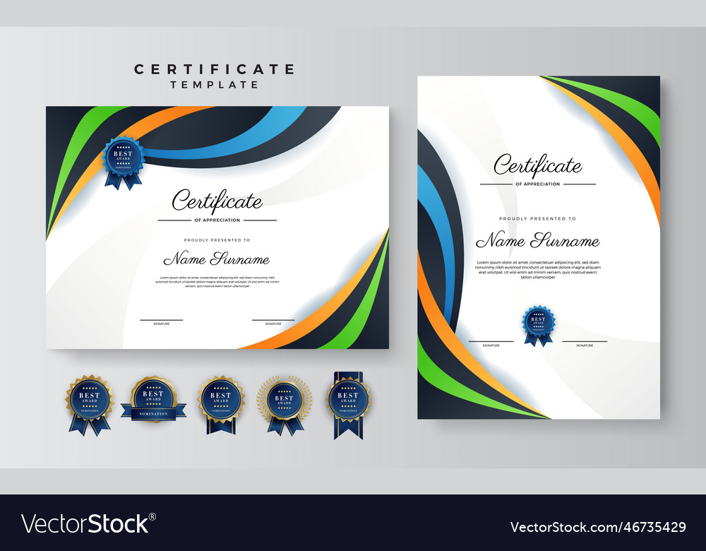 Modern blue green and black certificate Royalty Free Vector