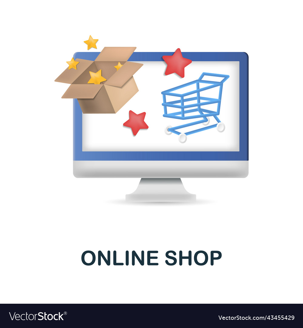 Online Shop Icon 3d aus E-Commerce-Sammlung