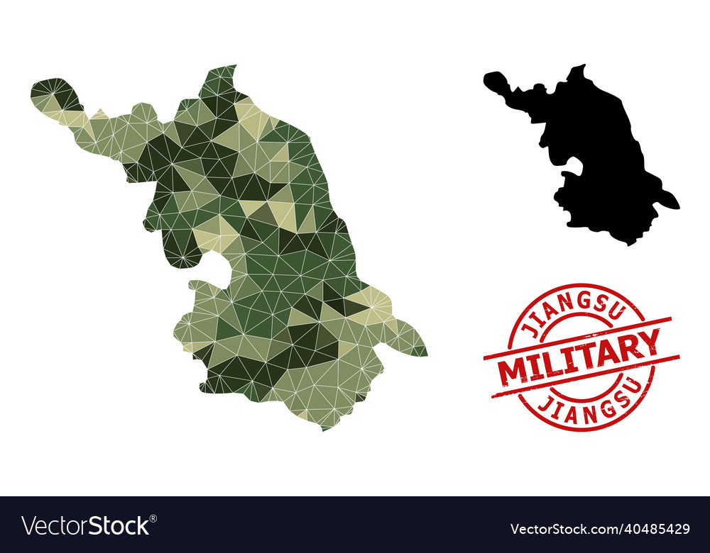 Polygonal mosaic map of jiangsu province Vector Image