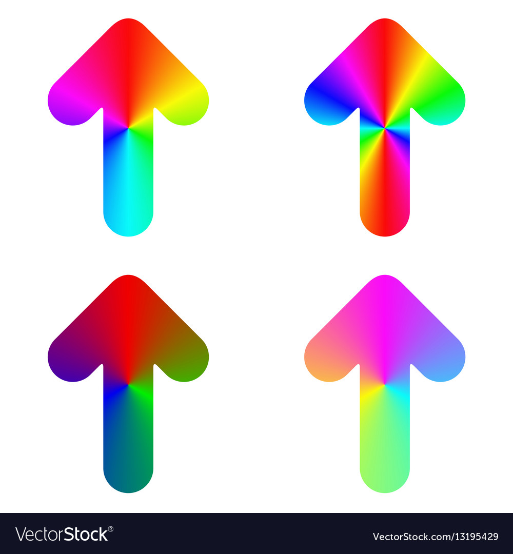 Rounded gradient rainbow arrow icon design set