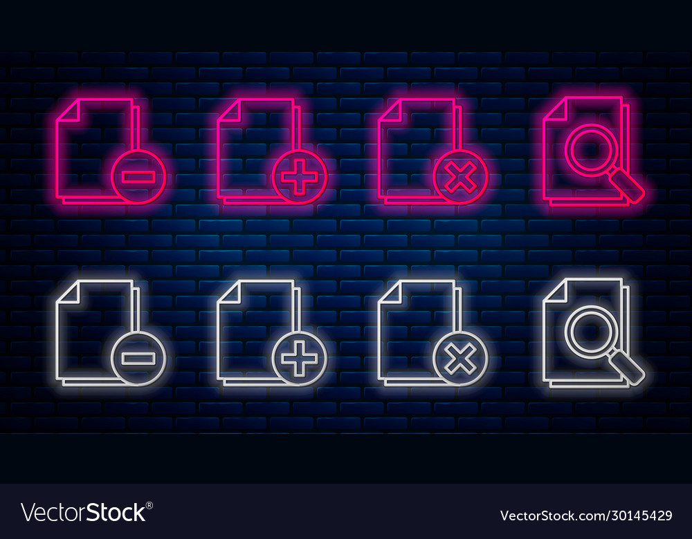Set line add new file delete document vector image Set line add new file delete document