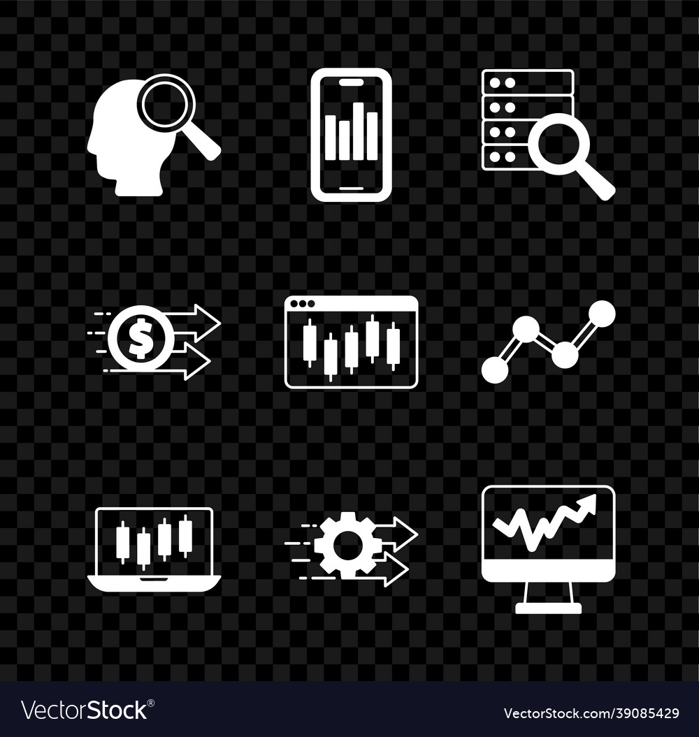 Set search people mobile with graph server vector image Set search people mobile with graph server
