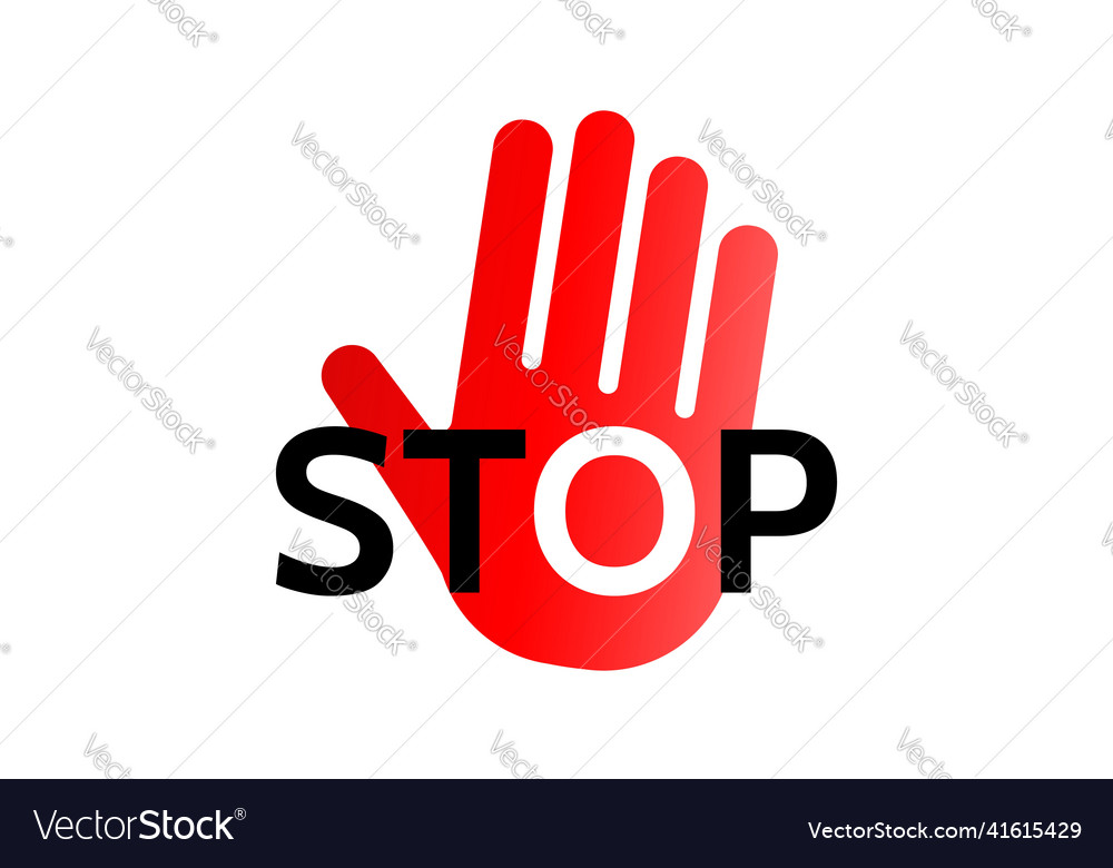 Stop hand simple red with big symbol