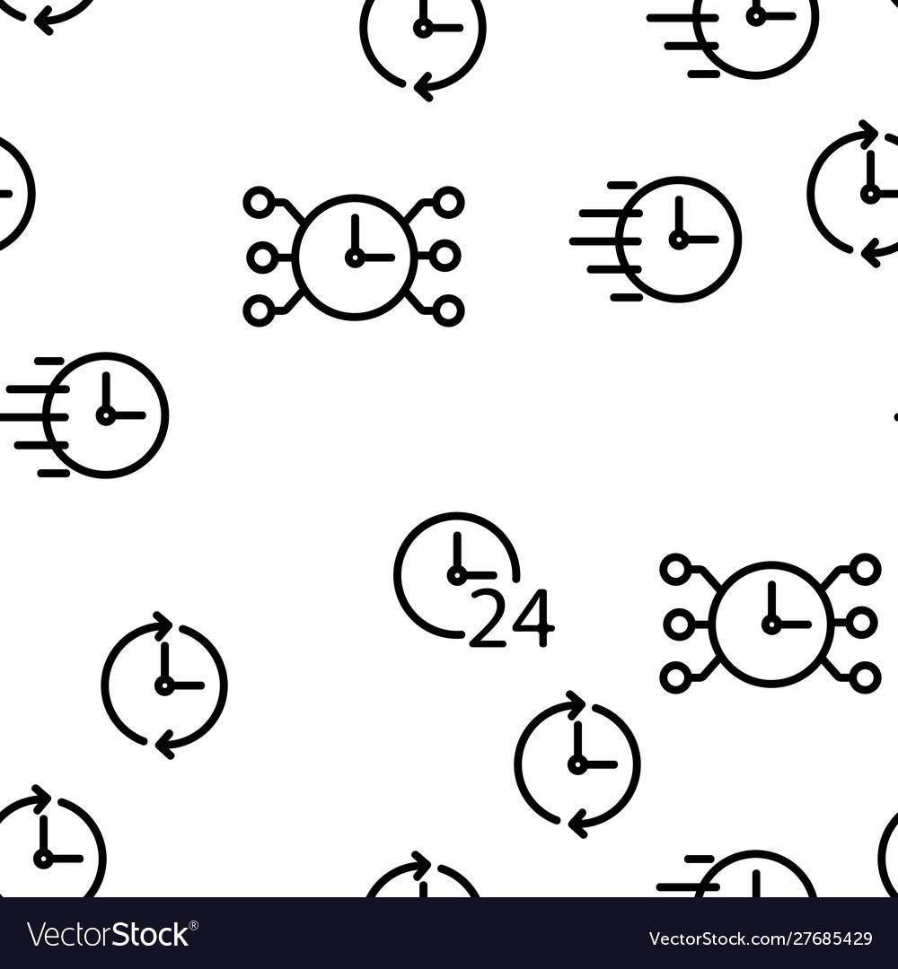 Time clock seamless pattern vector image Time clock seamless pattern