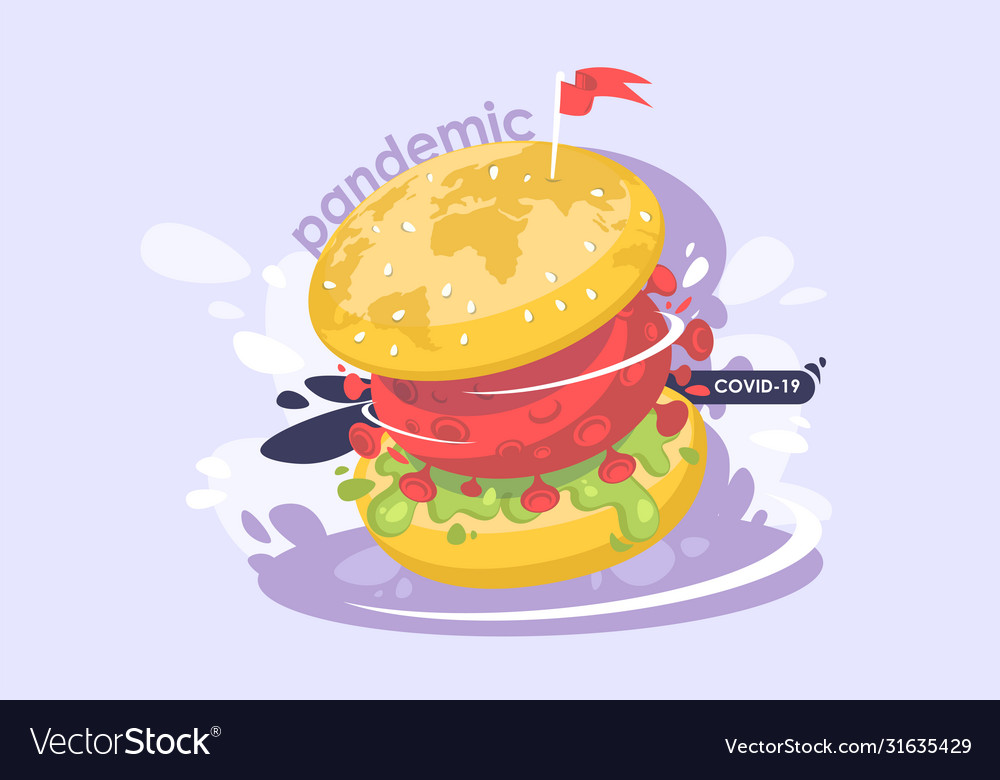 World coronavirus pandemic a large burger with a Vector Image