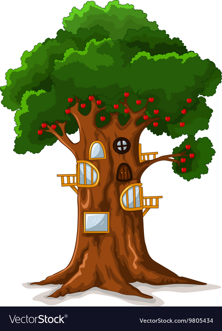 Apple Tree House Cartoon Royalty Free Vector Image Cartoons for children by treehouse direct. vectorstock