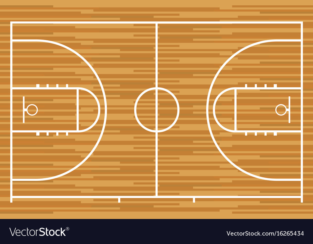 Basketball court with parquet wood board Vector Image